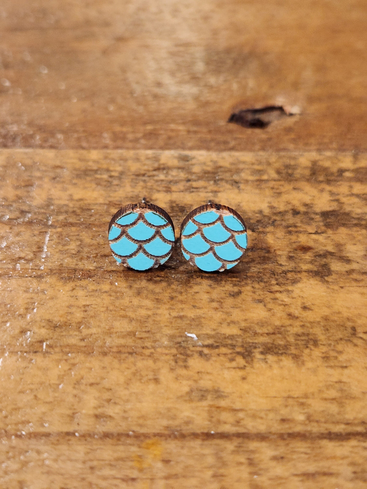 Handmade Wooden Stud Earrings: Ocean Theme, Hypoallergenic