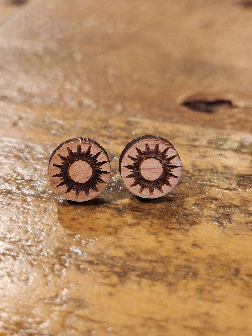 Handmade Wooden Stud Earrings: Ocean Theme, Hypoallergenic