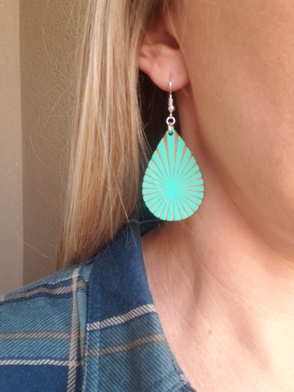 Starburst Wood Earrings: Laser Engraved Dangles