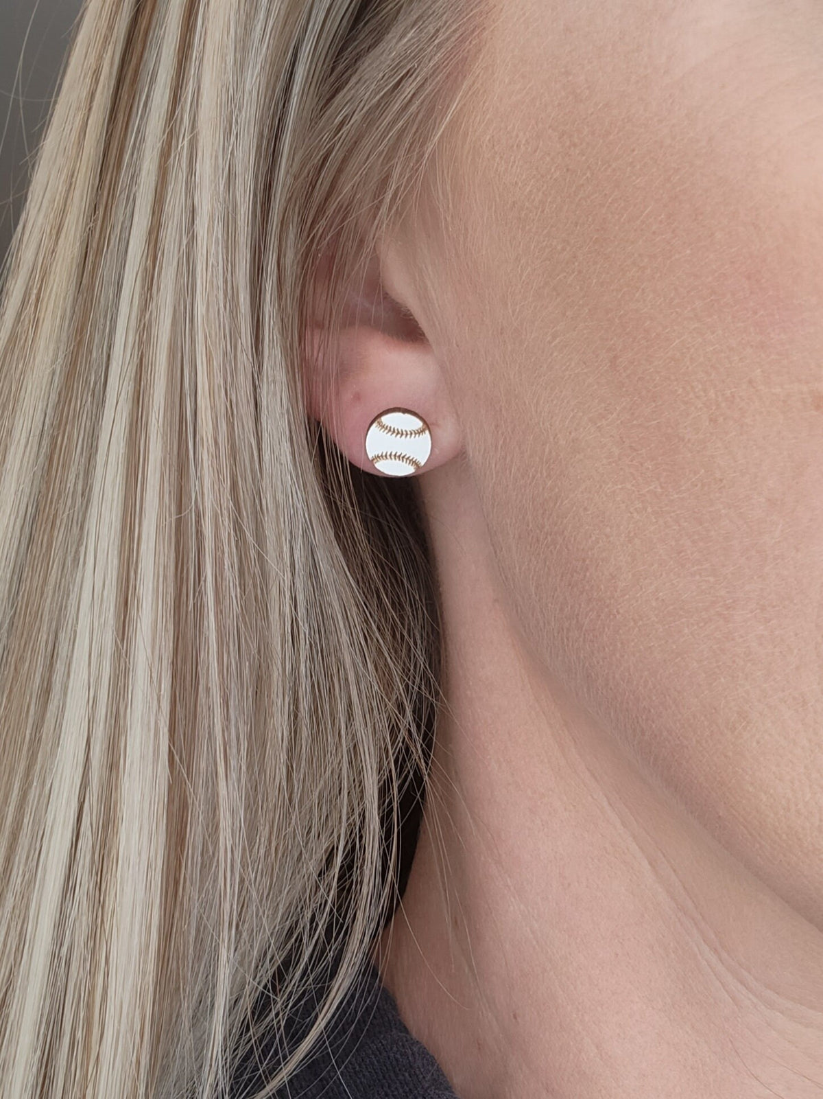 Handmade Wood Sports Stud Earrings: Baseball, Basketball, Football, Soccer