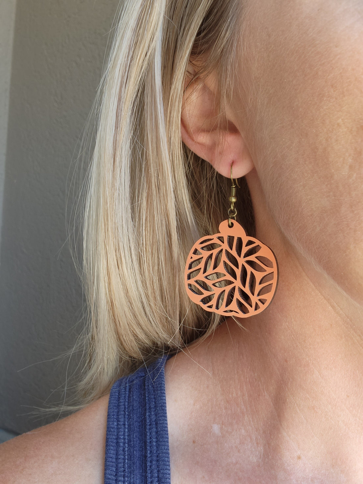 Handmade Laser Cut Wood Pumpkin Earrings: Hypoallergenic Fall Jewelry