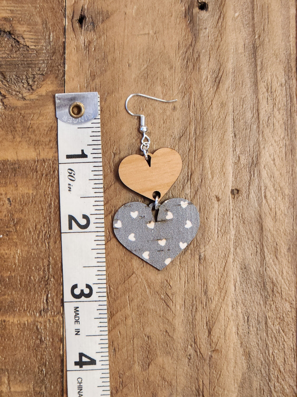 Handmade Wood Heart Dangle Earrings: Alder & Cork