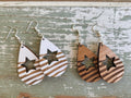 Patriotic Star Wood Earrings: Laser Cut Alder & Maple