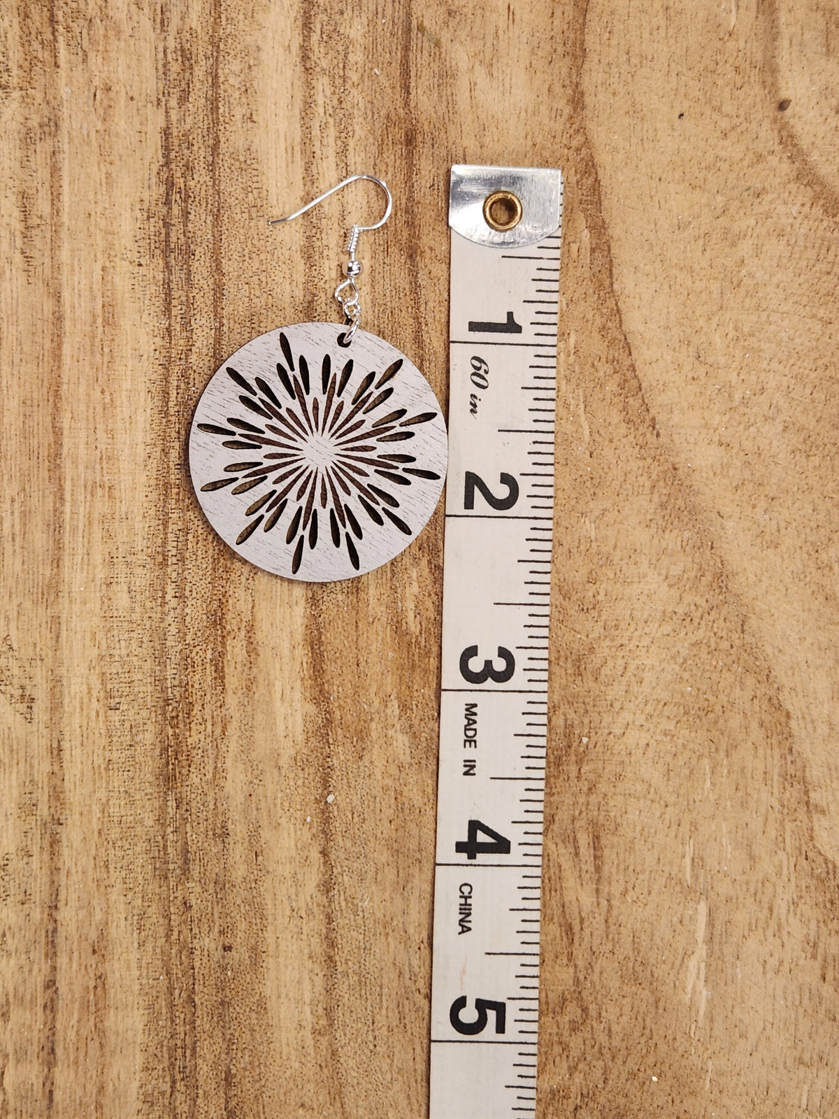 Laser Cut Wood Earrings: Burst Dangles, Hypoallergenic Hooks