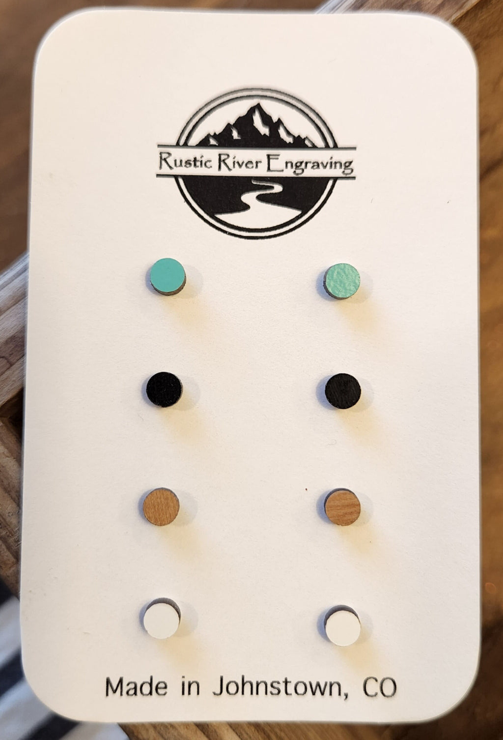 Handmade Wood Mini Studs: Hypoallergenic Nickel-Free Earrings (4 Pair)