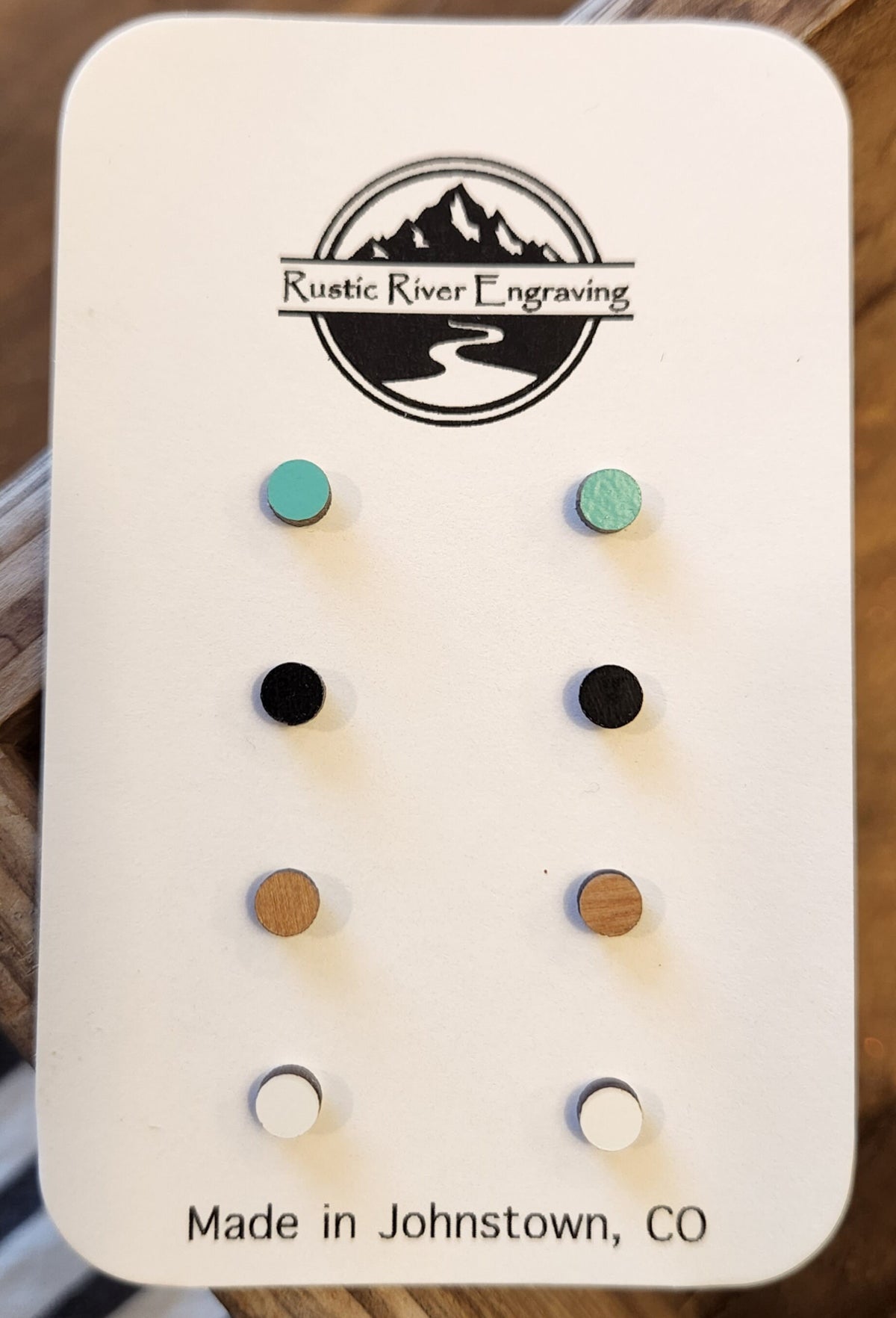 Handmade Wood Mini Studs: Hypoallergenic Nickel-Free Earrings (4 Pair)