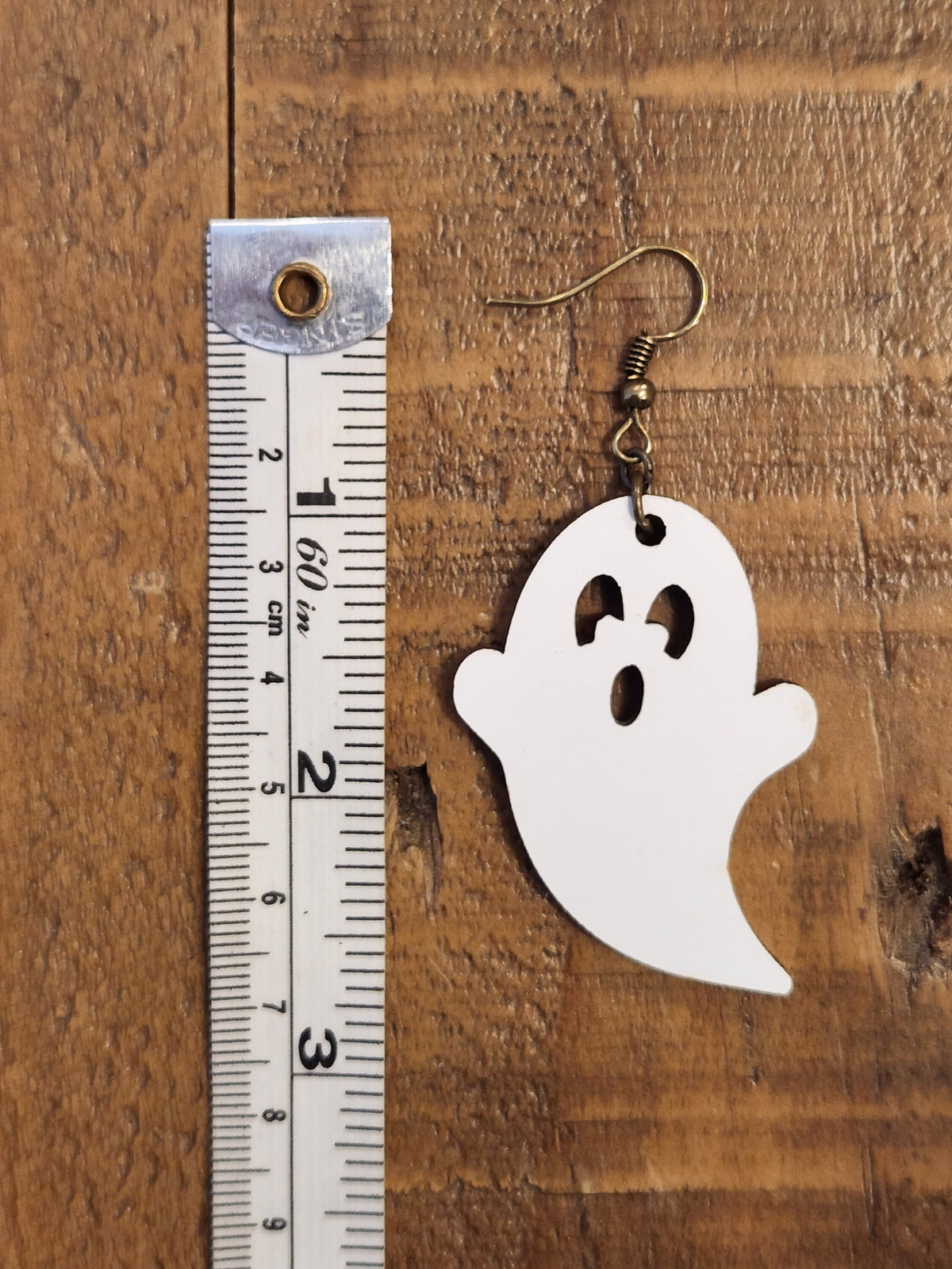 Laser Engraved Wood Ghost Earrings: Hypoallergenic Dangles