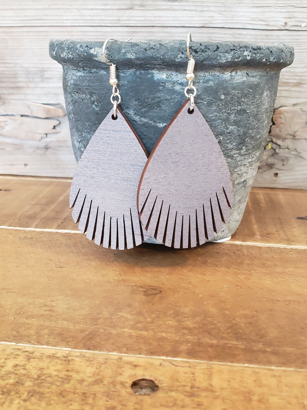 Laser Cut Wood Feather Earrings: Hypoallergenic Dangle Earrings