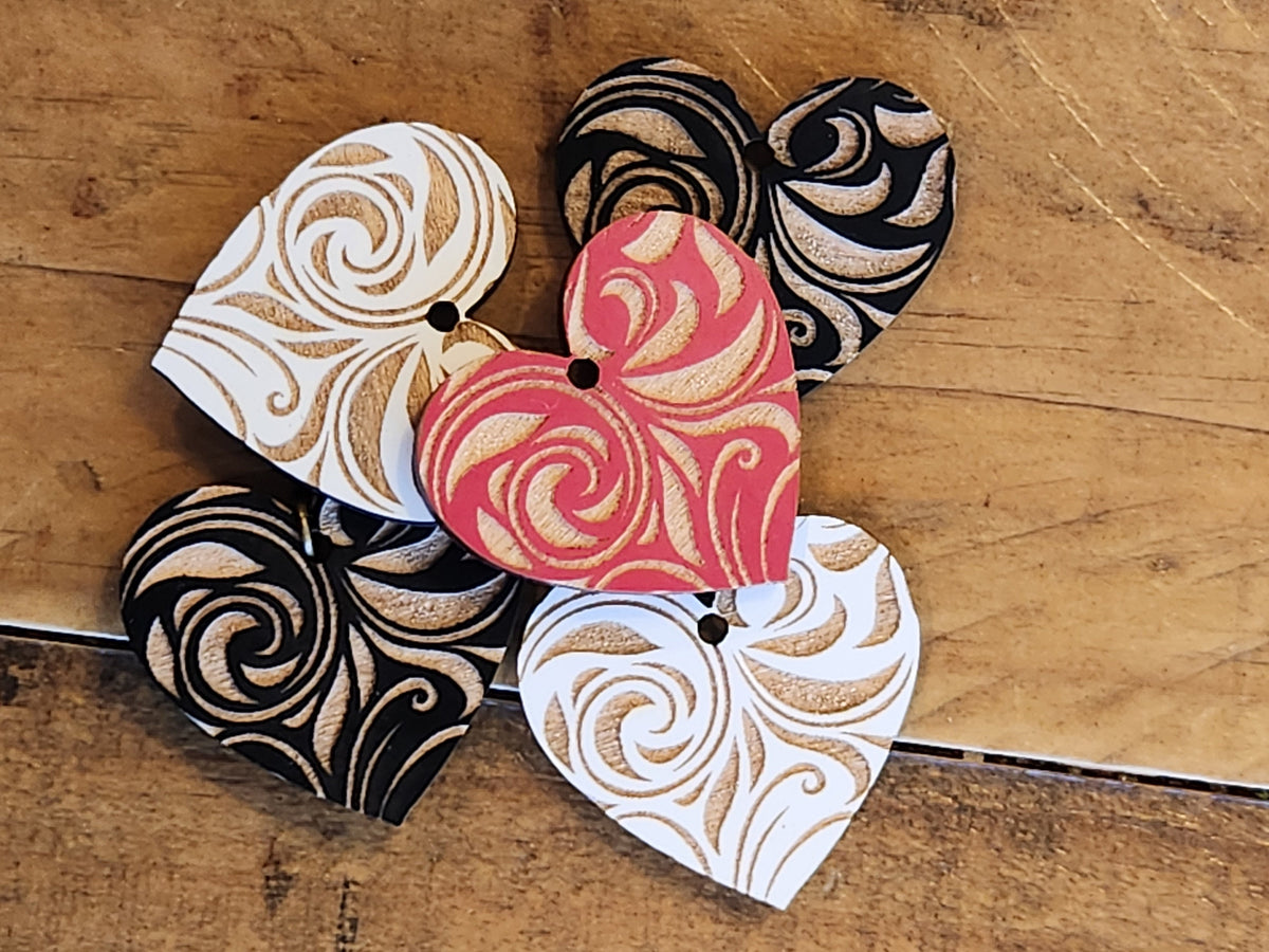 Paisley Engraved Hearts