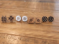 Laser Engraved Wood Aztec Stud Earrings: Hypoallergenic