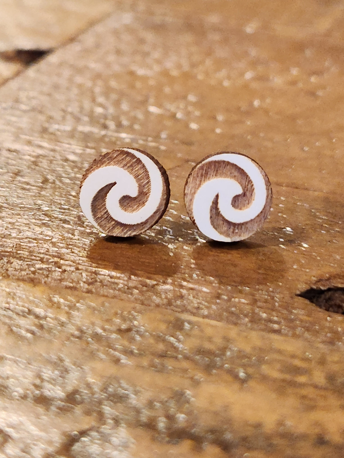 Handmade Wooden Stud Earrings: Ocean Theme, Hypoallergenic