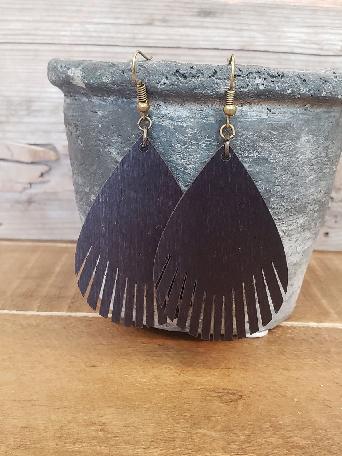 Laser Cut Wood Feather Earrings: Hypoallergenic Dangle Earrings