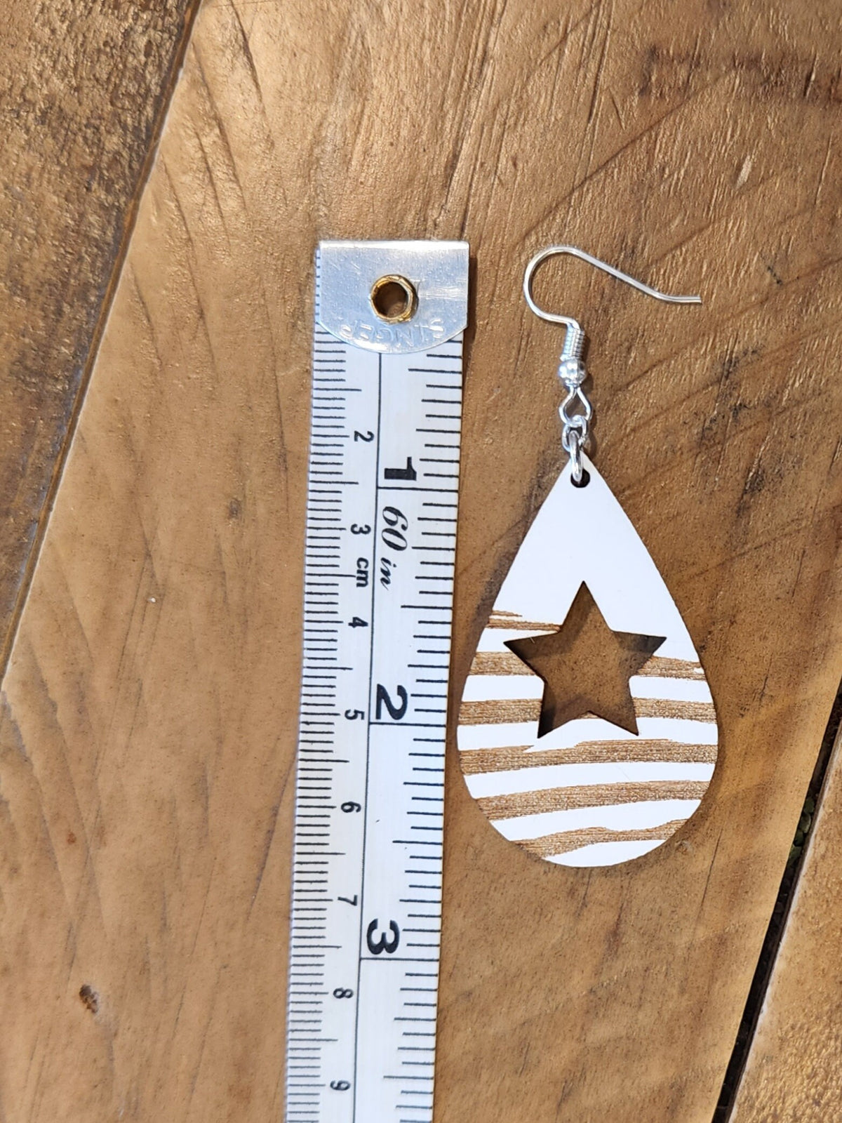 Patriotic Star Wood Earrings: Laser Cut Alder & Maple