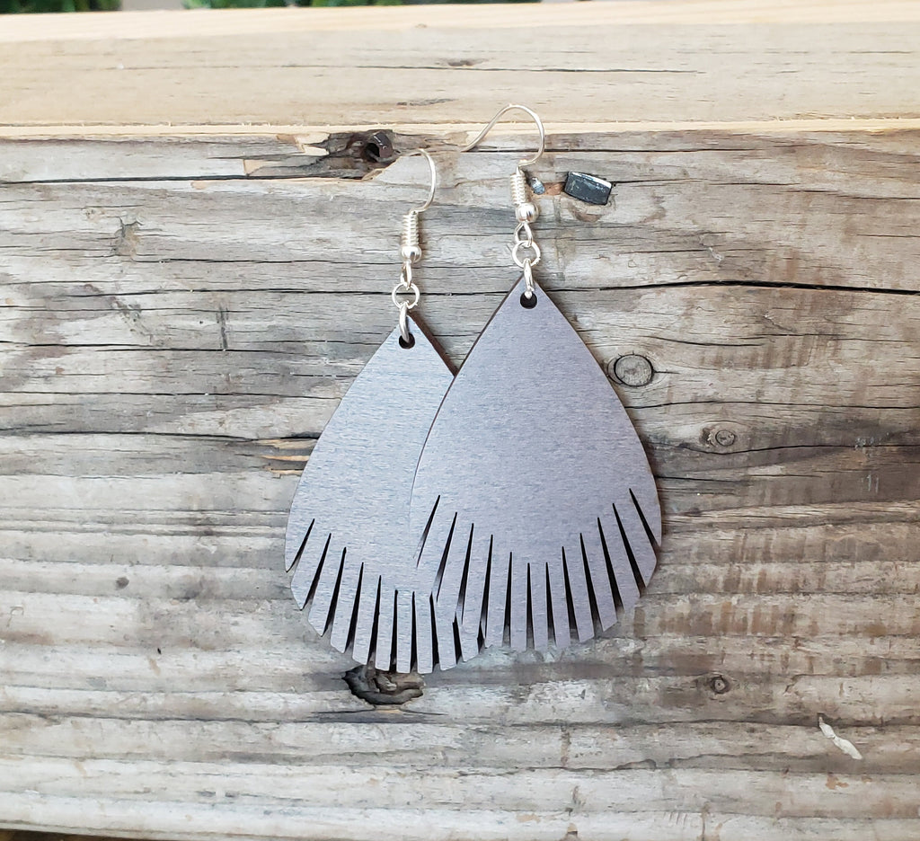 Laser Cut Wood Feather Earrings: Hypoallergenic Dangle Earrings