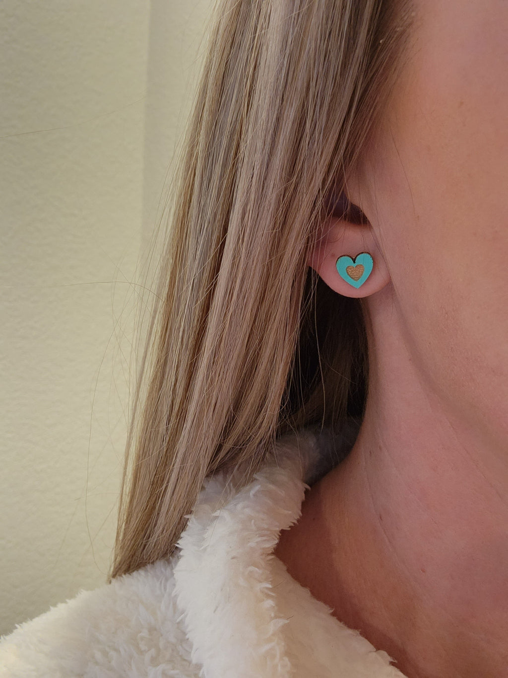 Handmade Wood Heart Studs: Laser Engraved Earrings, Hypoallergenic