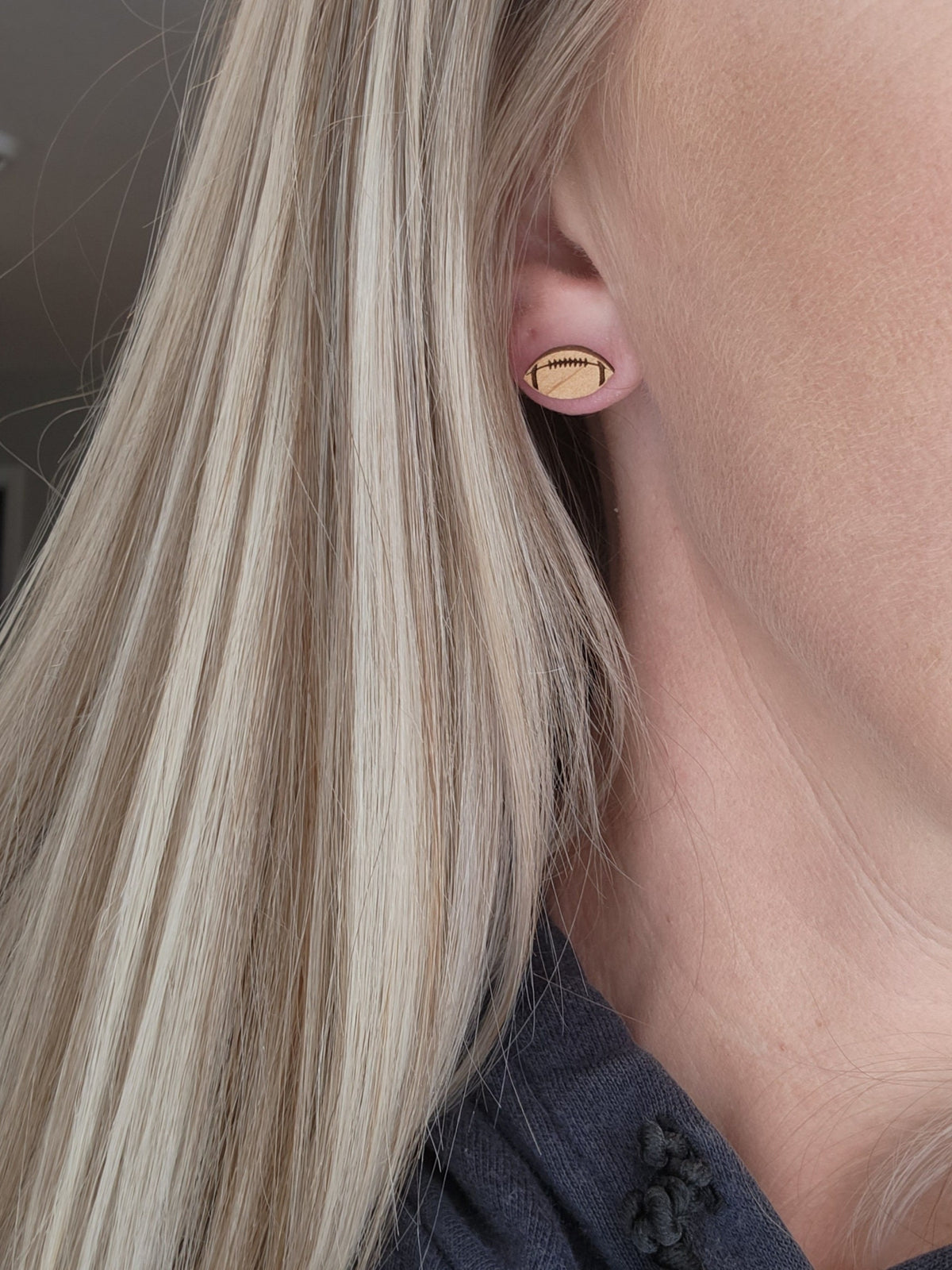 Handmade Wood Sports Stud Earrings: Baseball, Basketball, Football, Soccer