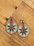 Inlaid Floral Teardrop Dangle