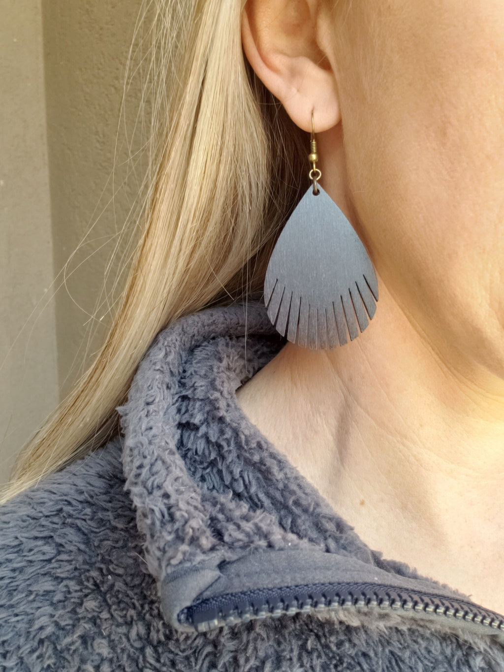 Laser Cut Wood Feather Earrings: Hypoallergenic Dangle Earrings