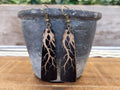 Laser Engraved Wood Roots Earrings: Hypoallergenic Dangle Earrings