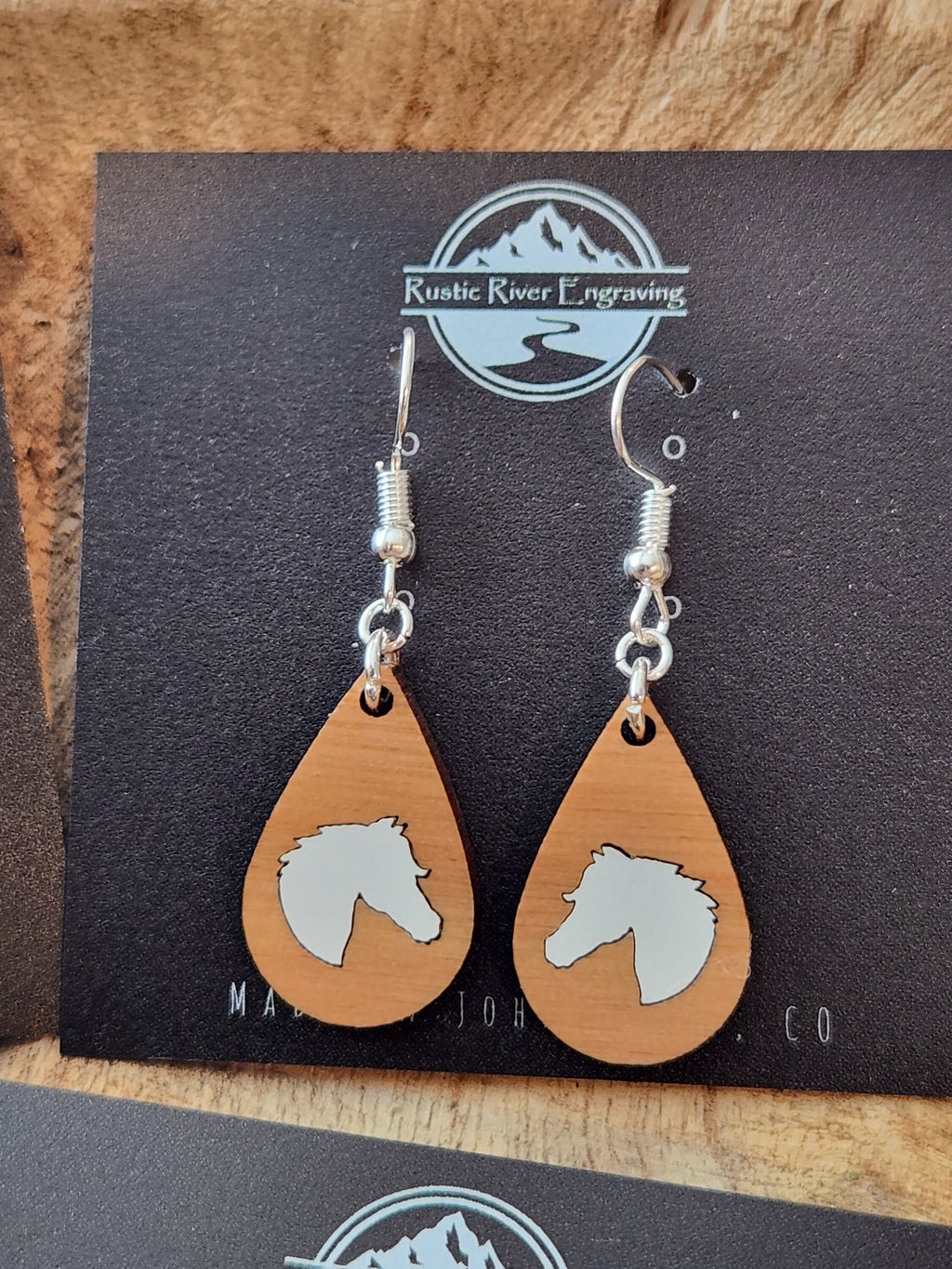 Handmade Wooden Horse Earrings: Laser Cut Alder & Maple