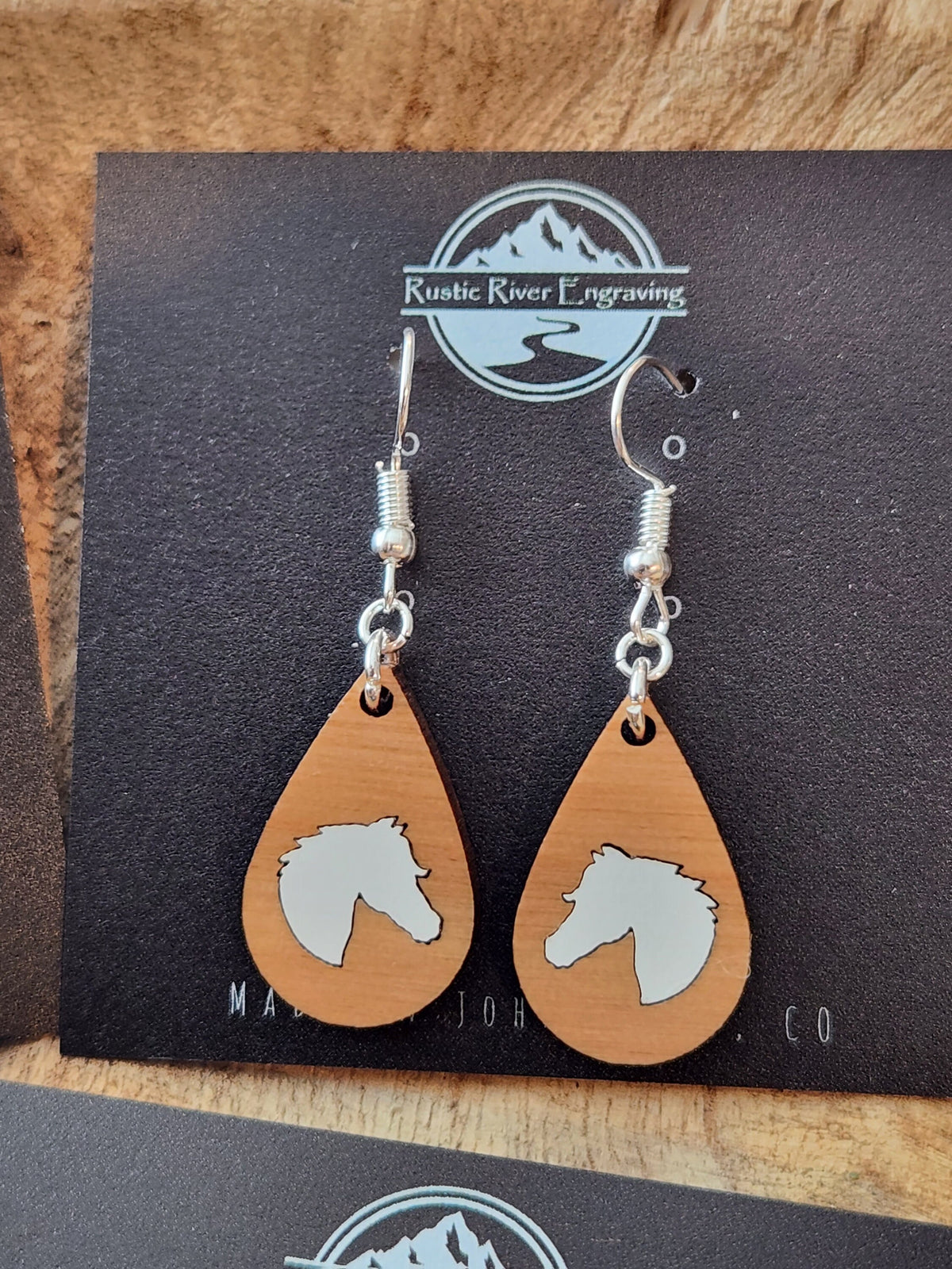 Handmade Wooden Horse Earrings: Laser Cut Alder & Maple