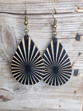 Starburst Wood Earrings: Laser Engraved Dangles