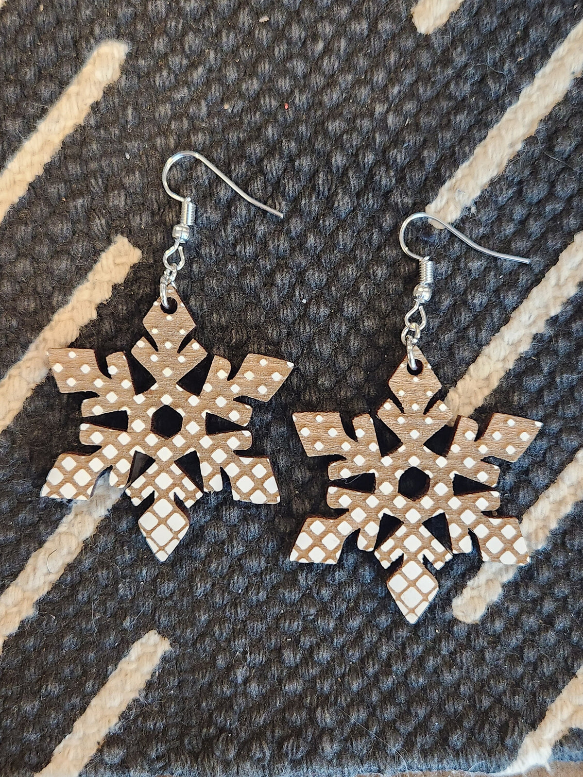 Laser Cut Wood Snowflake Earrings: Hypoallergenic Dangles