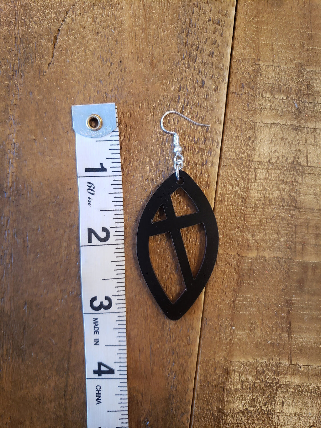Handmade Wooden Cross Dangle Earrings: Hypoallergenic Jewelry