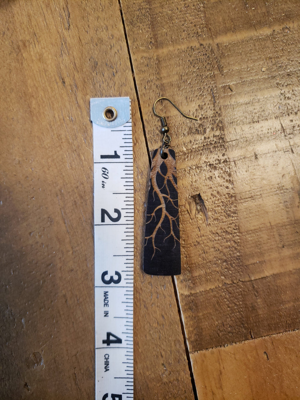 Laser Engraved Wood Roots Earrings: Hypoallergenic Dangle Earrings