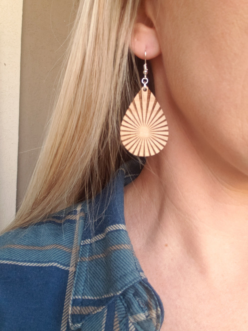 Starburst Wood Earrings: Laser Engraved Dangles