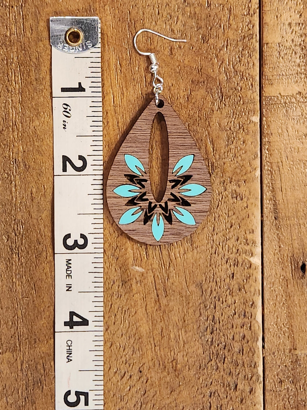 Inlaid Floral Teardrop Dangle