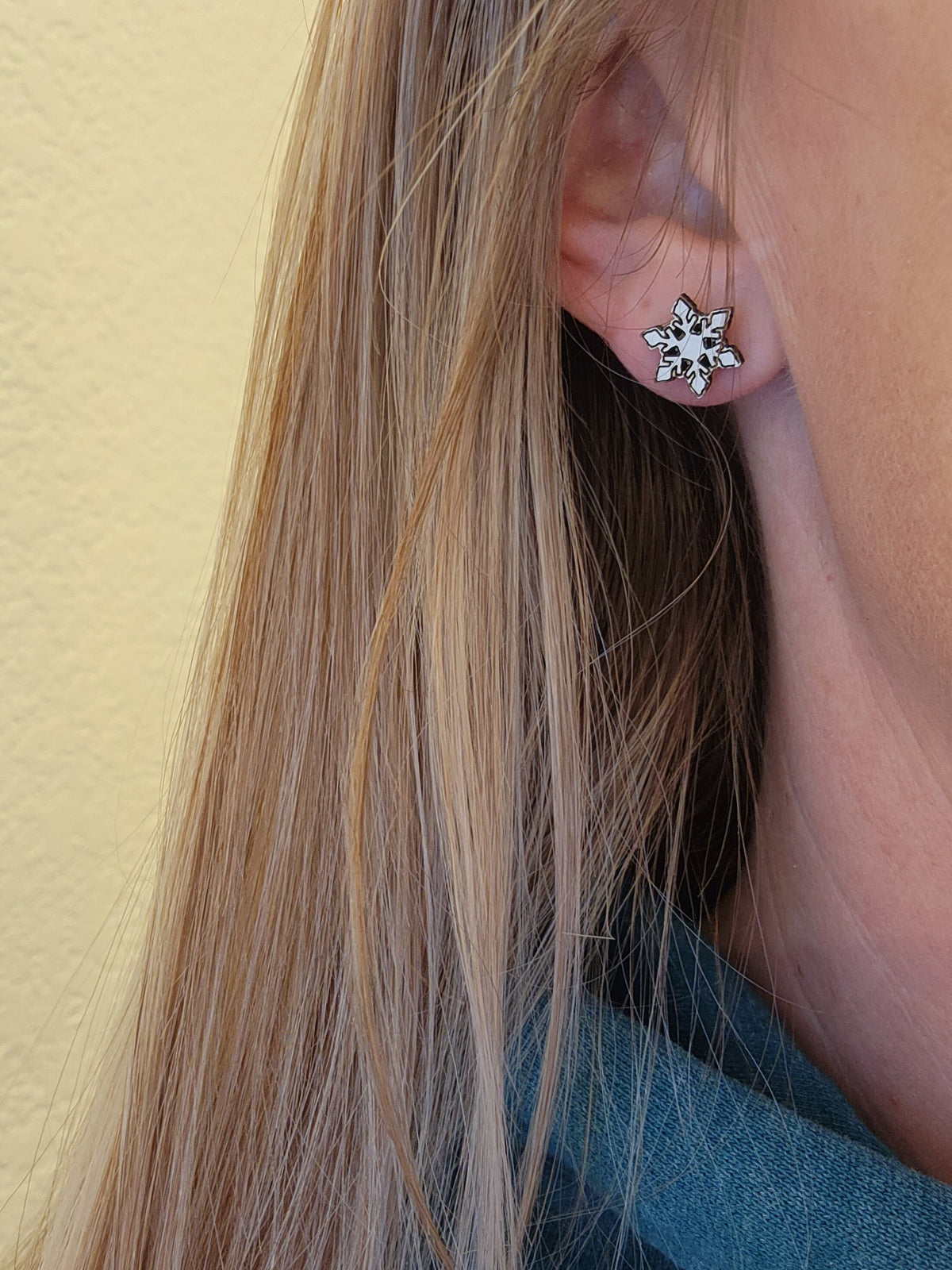 Holiday Wood Stud Earrings: Snowman, Tree, Light, Snowflake - Set of 4