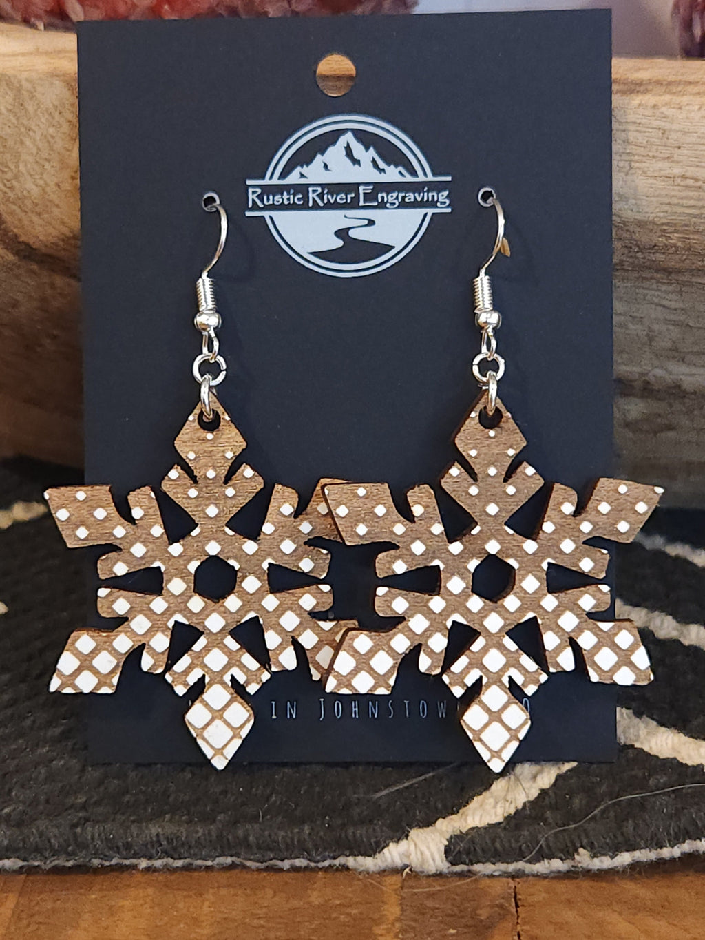 Laser Cut Wood Snowflake Earrings: Hypoallergenic Dangles