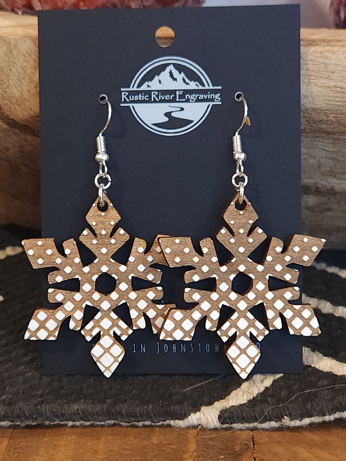Laser Cut Wood Snowflake Earrings: Hypoallergenic Dangles