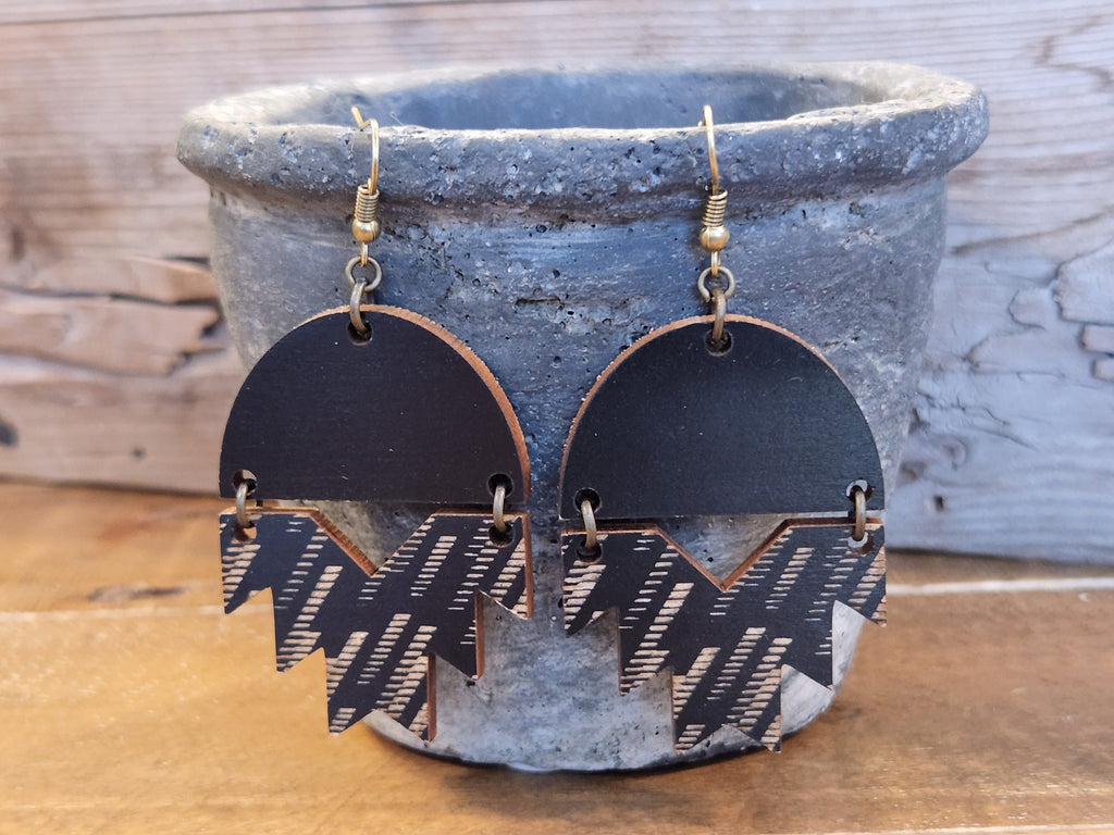 Laser Cut Wood Aztec Earrings: Hypoallergenic Dangles