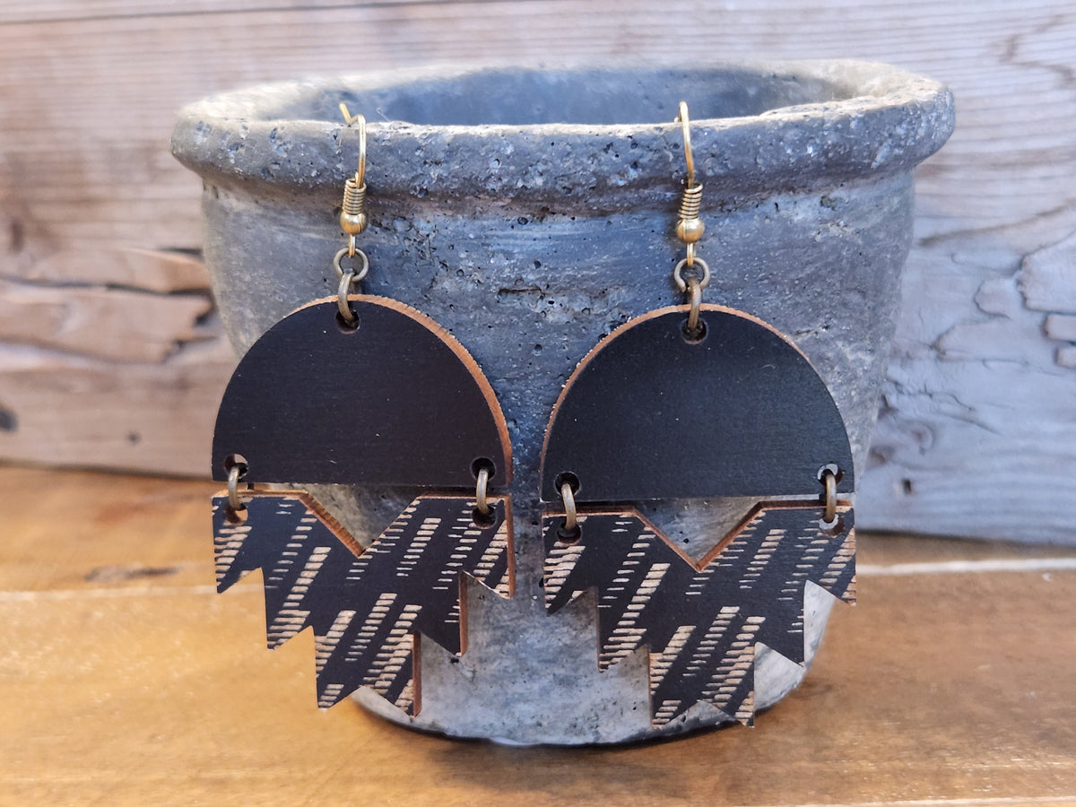 Laser Cut Wood Aztec Earrings: Hypoallergenic Dangles