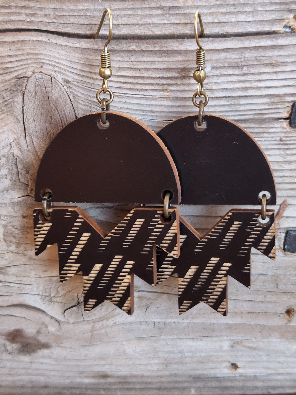 Laser Cut Wood Aztec Earrings: Hypoallergenic Dangles