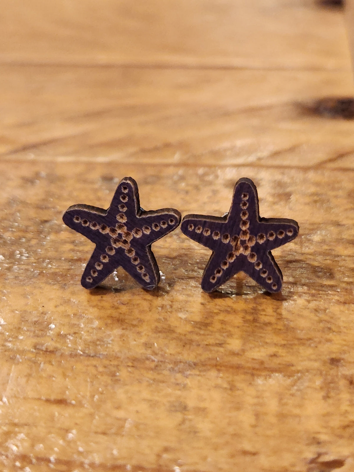 Handmade Wooden Stud Earrings: Ocean Theme, Hypoallergenic