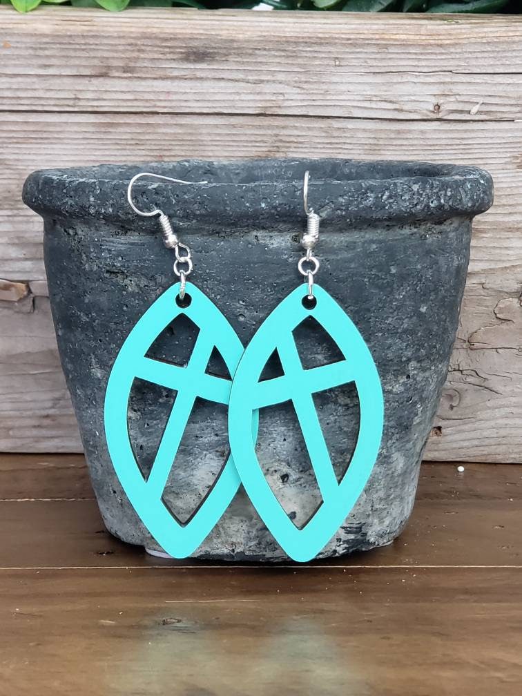 Handmade Wooden Cross Dangle Earrings: Hypoallergenic Jewelry