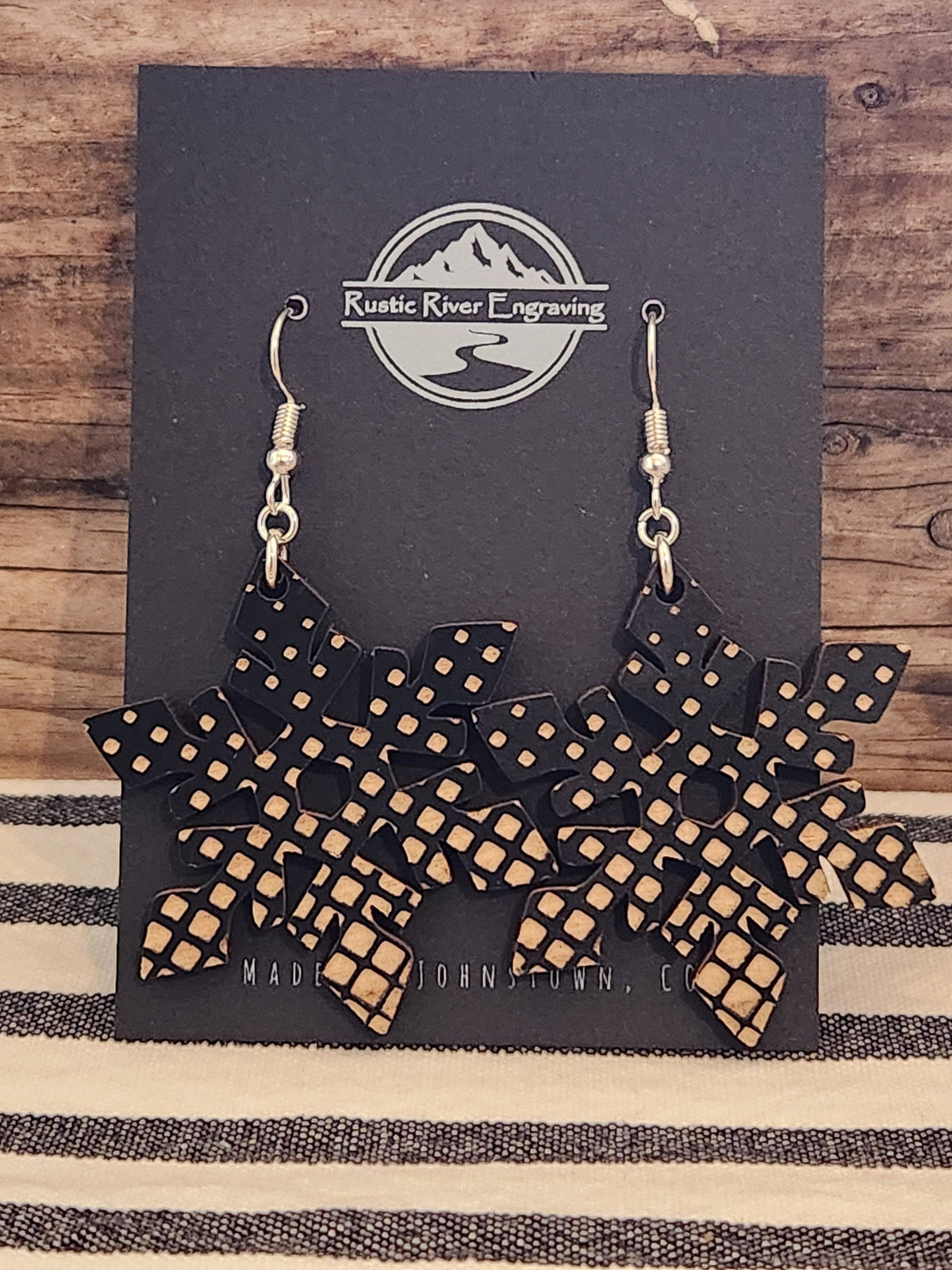 Laser Cut Wood Snowflake Earrings: Hypoallergenic Dangles