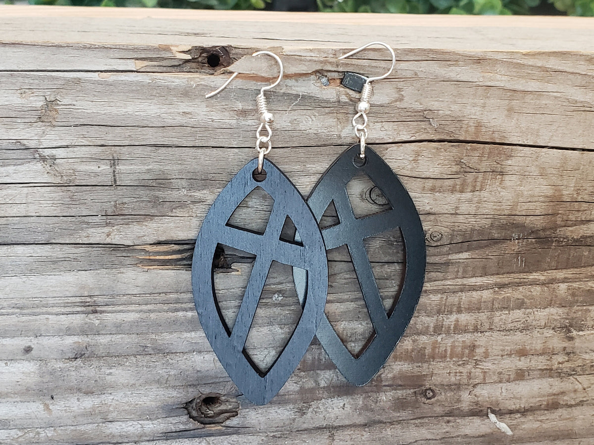 Handmade Wooden Cross Dangle Earrings: Hypoallergenic Jewelry